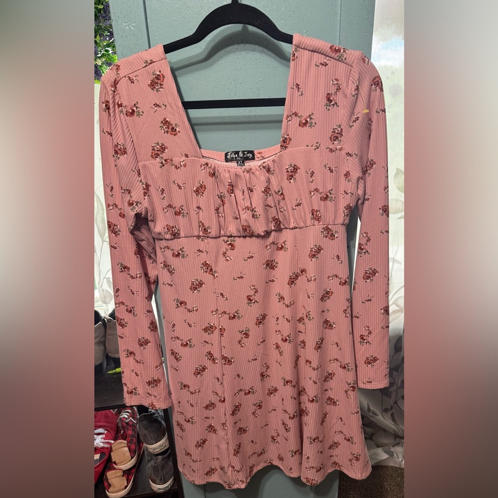 Pink Ruched Long Sleeve Midi Dress- NWOT
